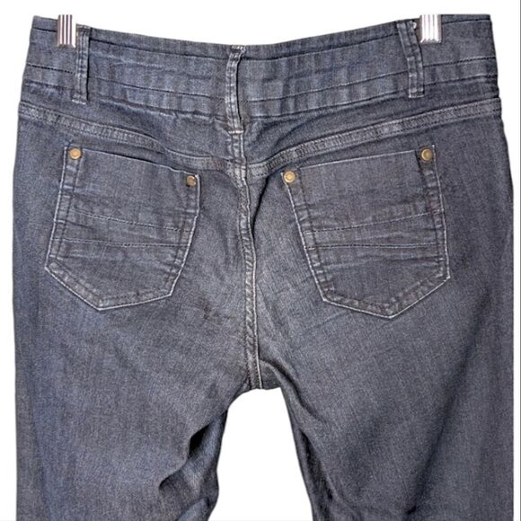 d. jeans Dark Wash Mid Rise Stretch Flare Wide Waistband Denim Jeans size 12 - Picture 4 of 9